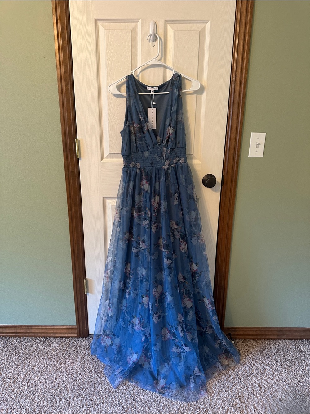 Baltic Born Blue Floral Maxi Dress with V-Neck